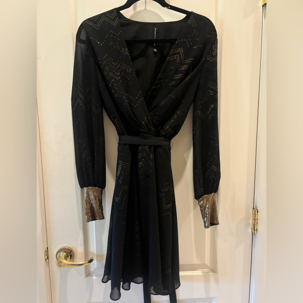 W118 by Walter Baker Black Dress with Gold Accents